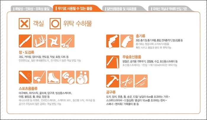 대한항공 반입금지 품목