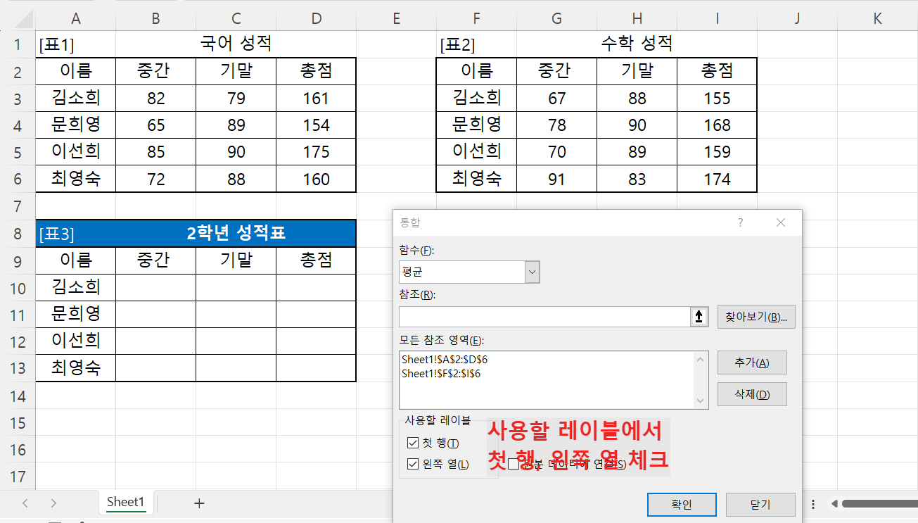 사용할 레이블 체크