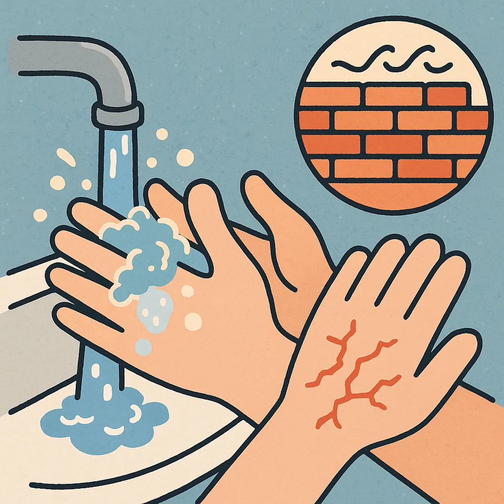 잦은-손씻기로-피부-장벽이-손상된-모습을-표현한-일러스트