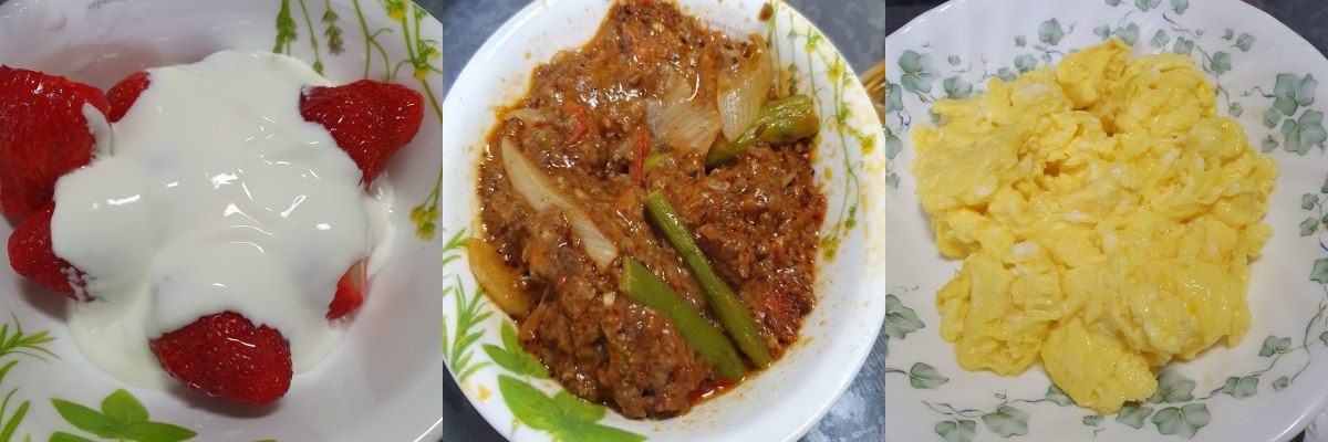 딸기-요거트-소고기-아스파라거스-볶음-스크램블-에그