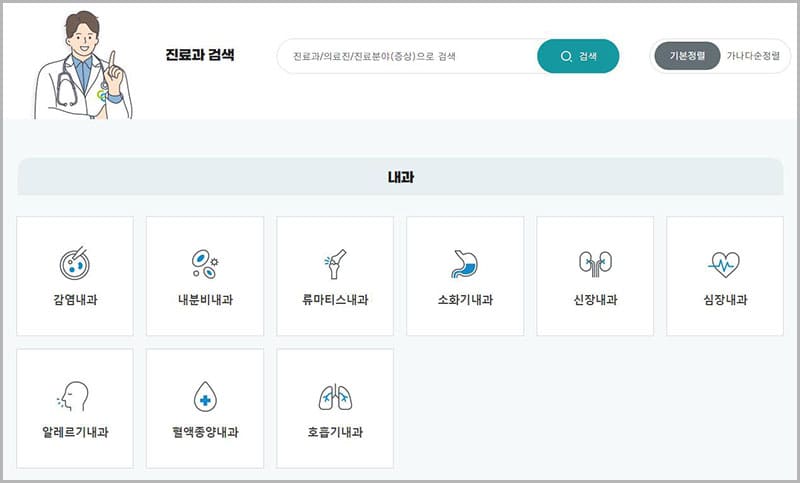 충북대학교병원 진료과 안내