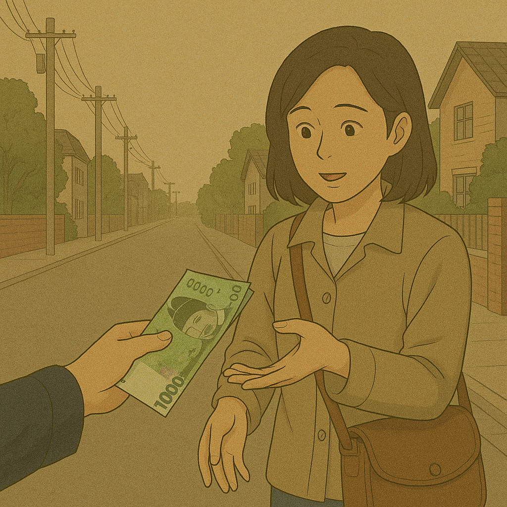 길거리에서 돈을 받는 꿈