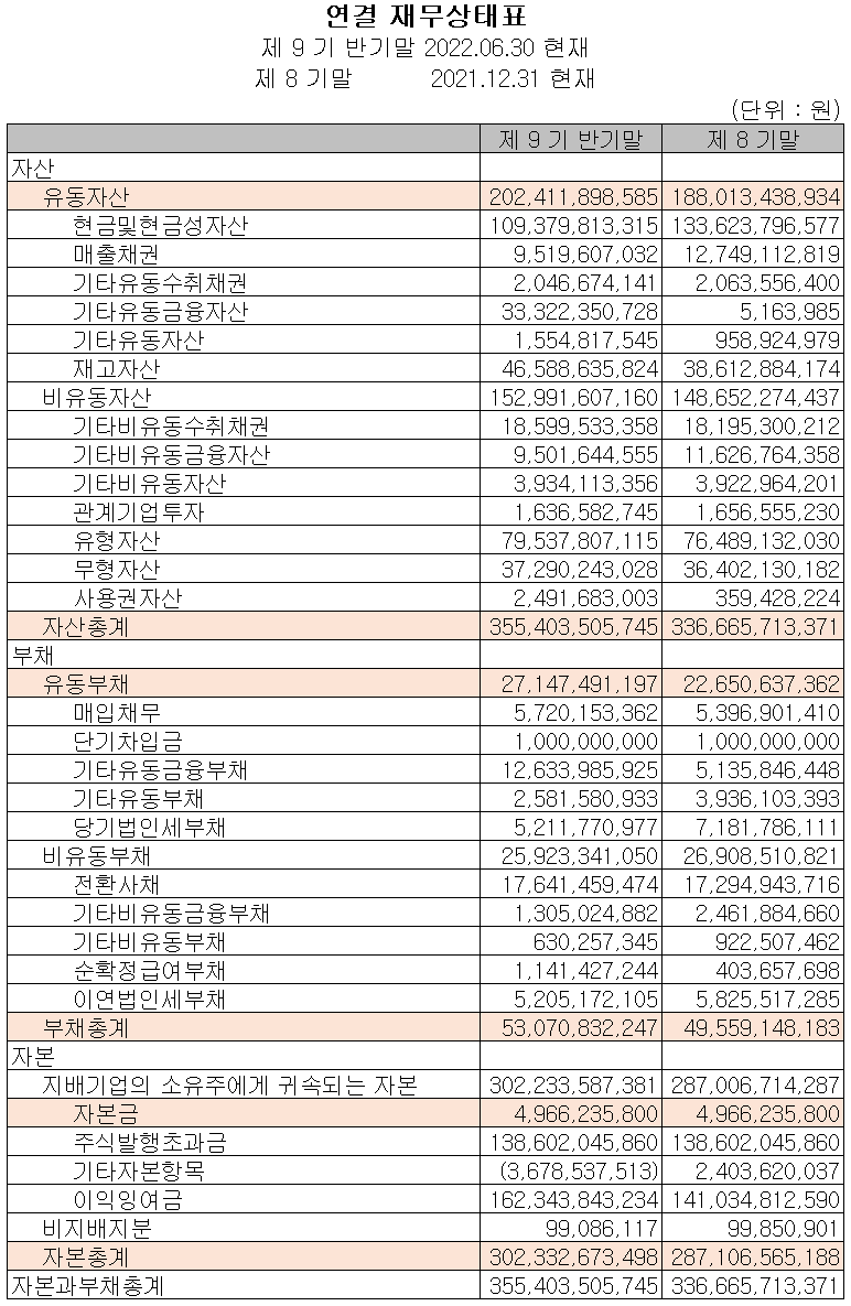 덕산네오룩스 - 재무상태표