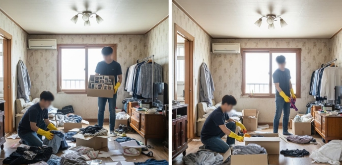 옥천 고독사 청소 및 정리중