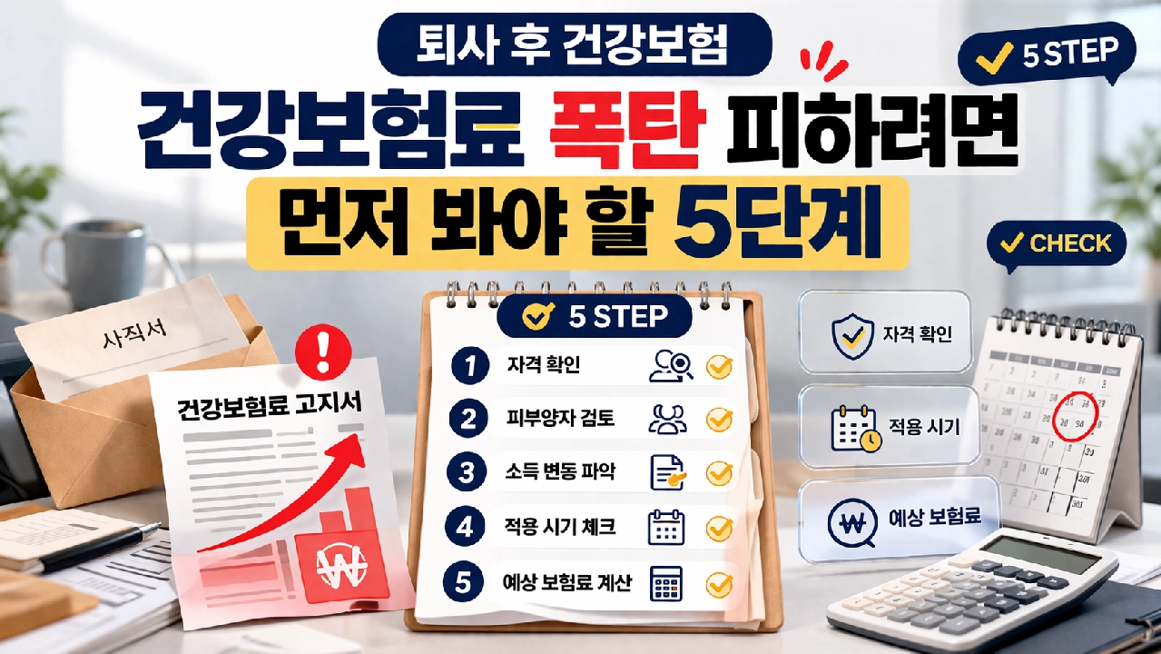 퇴사 후 건강보험료 폭탄 피하려면 먼저 봐야 할 5단계