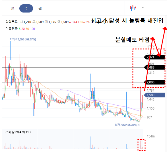 윙입푸드 주봉차트