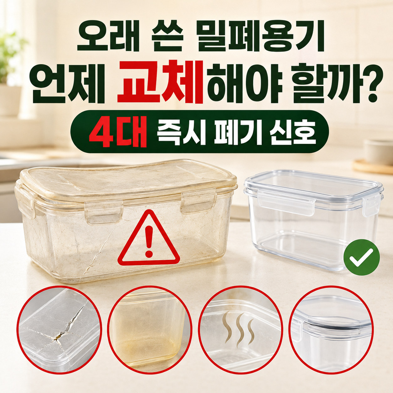 오래 사용한 플라스틱 밀폐용기, 언제 교체해야 할까? (4대 즉시 폐기 신호)