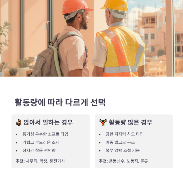 사용 환경과 활동량 고려