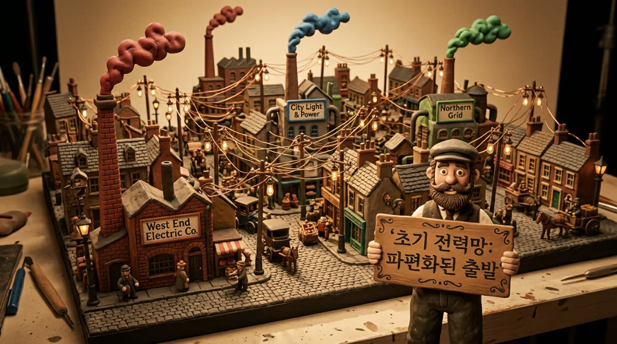 19세기 초기 전력망 파편화 역사 클레이 디오라마