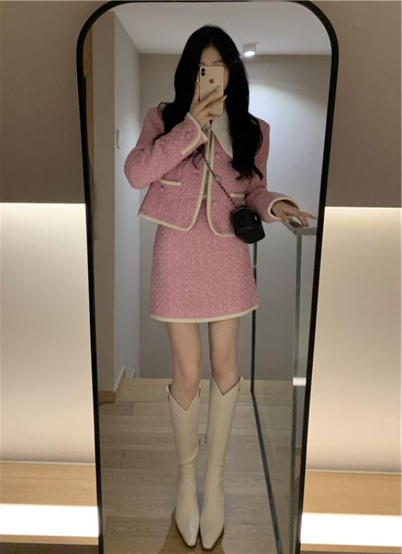 핑크 트위드 세트 셋업 봄 투피스 하객룩
