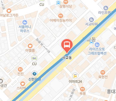 서교동에서 인천공항 리무진 공항버스(6002번) 지도 위치