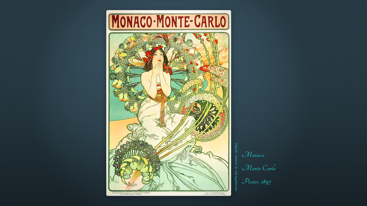 03 모나코 몬테 카를로 포스터 C - Monaco Monte Carlo Poster, 1897 알폰스무하배경화면