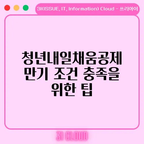 청년내일채움공제 만기 조건 충족을 위한 팁