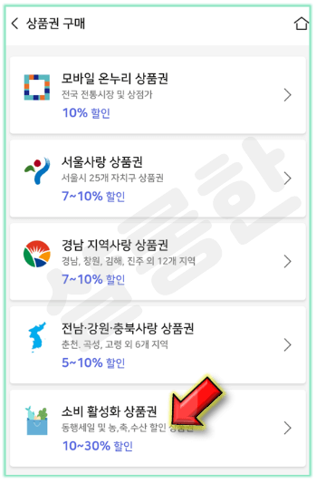 소비-활성화-상품권-누르기