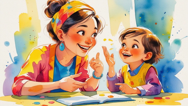 ENTP 부모는 대화를 통해 세상을 이해하고, 아이와도 생각을 나누며 소통하기를 원합니다에 관한 그림