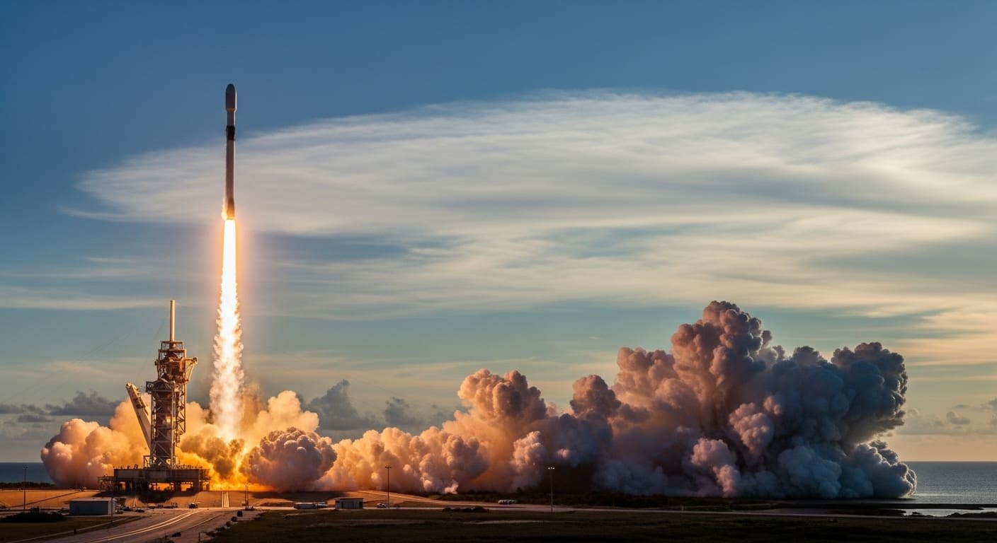 스페이스X 관련주를 보여주는 로켓 발사 장면
