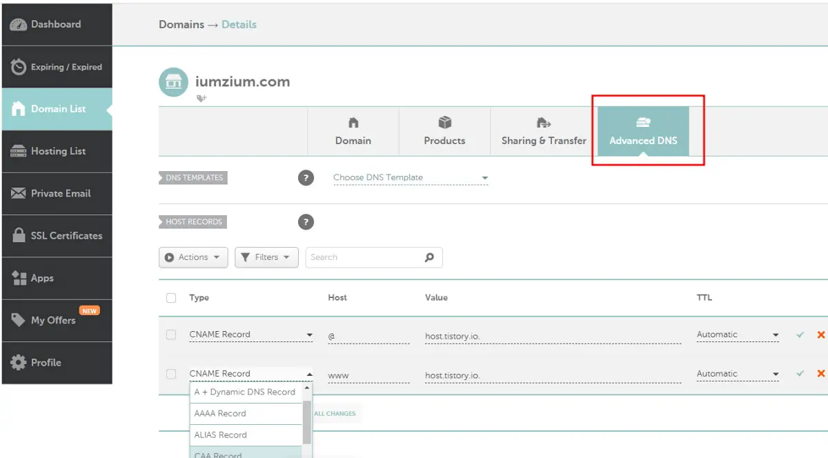 namecheap-domainlist-advancedDNS