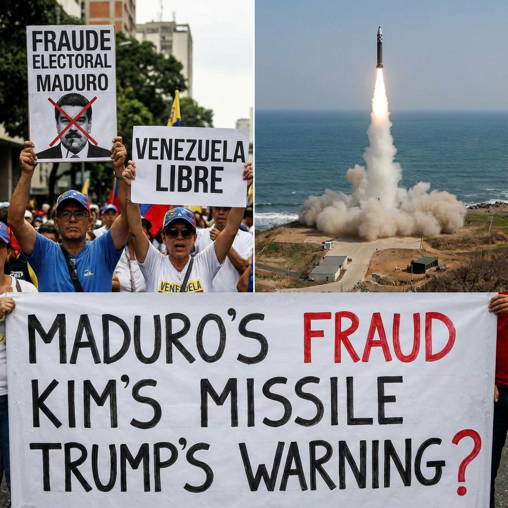 베네수엘라 마두로 부정선거 이후 북한 탄도미사일 발사, 트럼프 겨냥한 메시지일까? 관련 사진