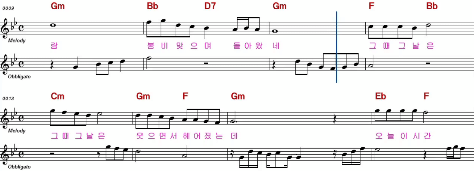 이은하 봄비 악보