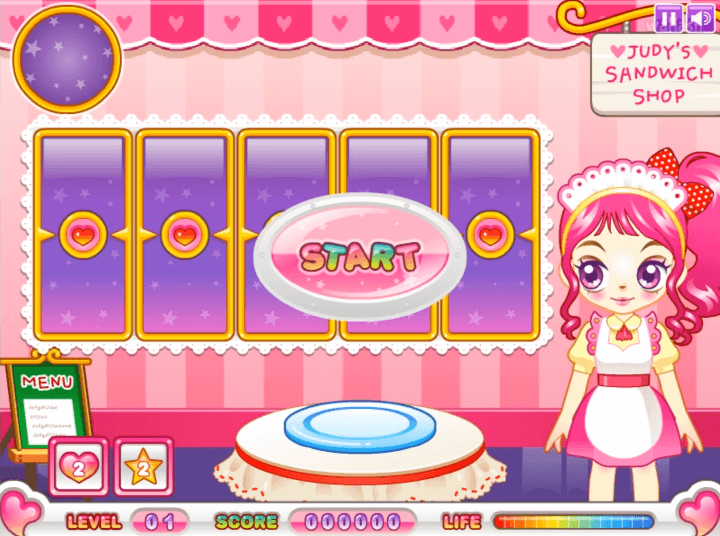 쥬디의-샌드위치-가게-플래시게임-시작-화면