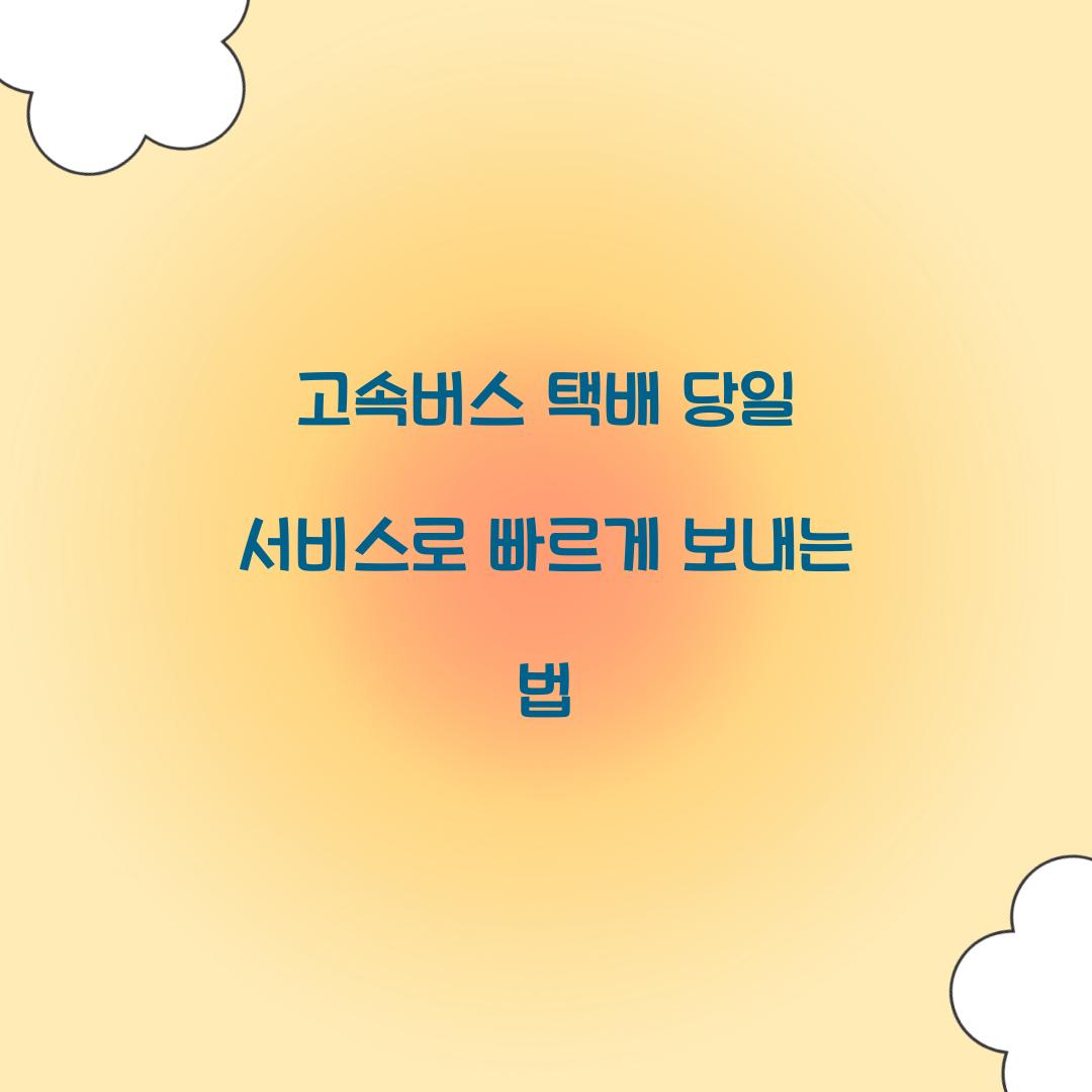 고속버스 택배 당일 서비스