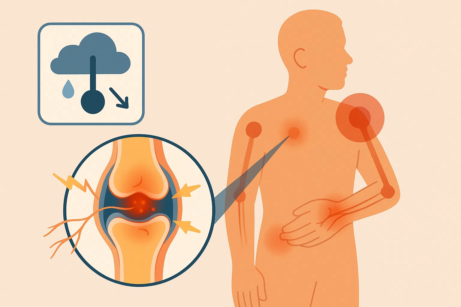 낮은 기압이 몸에 영향을 미치는 과정, 관절 내부 압력 변화와 신경 자극