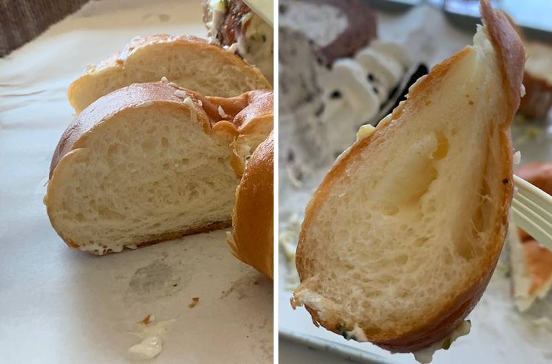소금빵 단면 및 절단 된 것