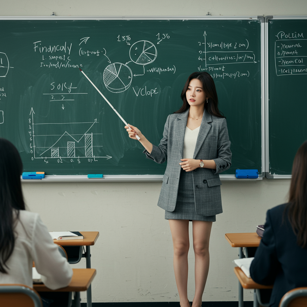 수업하는 모습의 여성