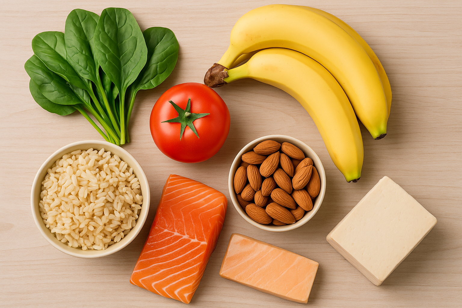 바나나 시금치 토마토 아몬드 연어 두부