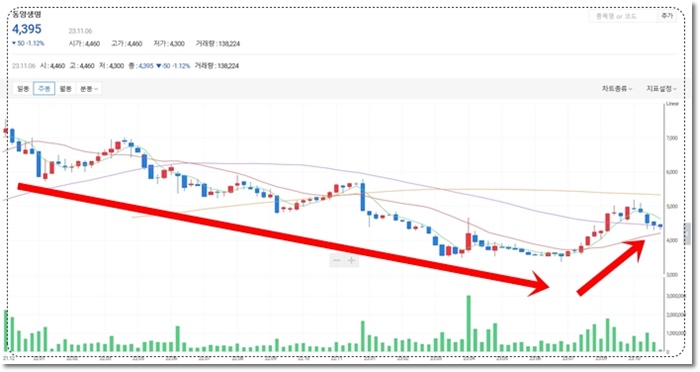 동양생명 주봉 주가
