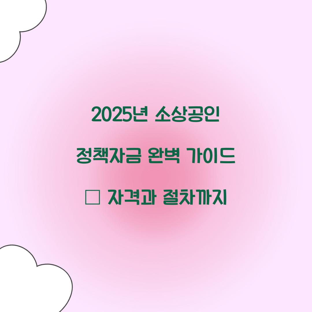 2025년 소상공인 정책자금
