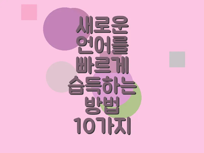 새로운 언어를 빠르게 습득하는 방법 10가지