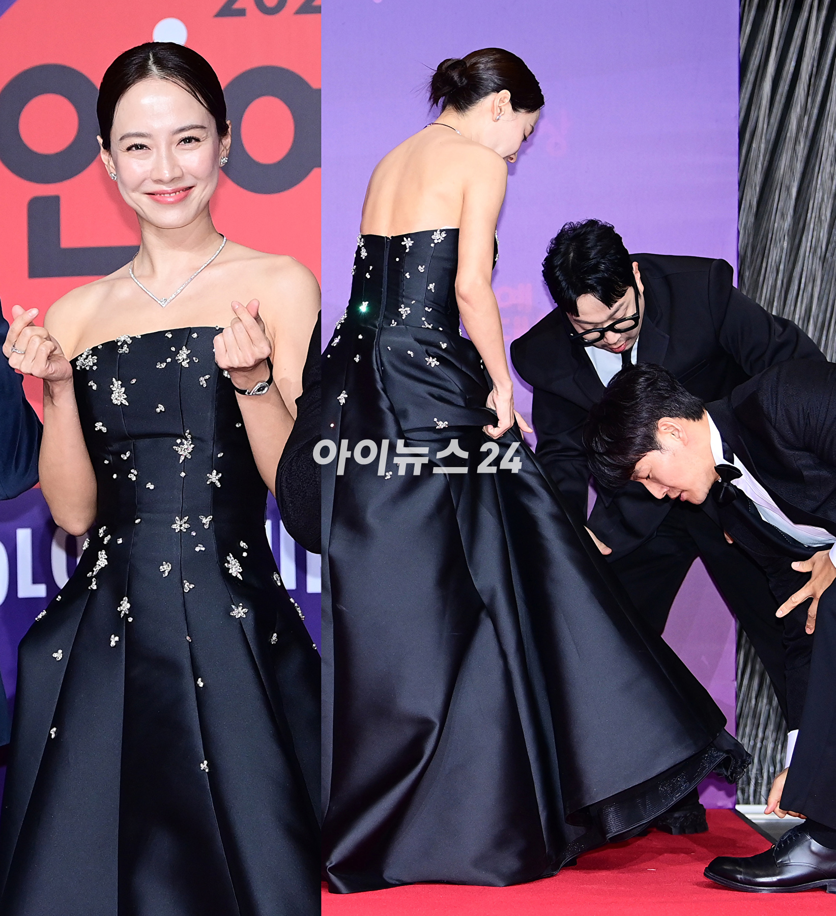 배우 송지효가 30일 오후 서울 마포구 상암 SBS 상암프리즘 타워에서 열린 '2023 SBS 연예대상' 시상식에 참석하고 있다. [사진=정소희 기자]