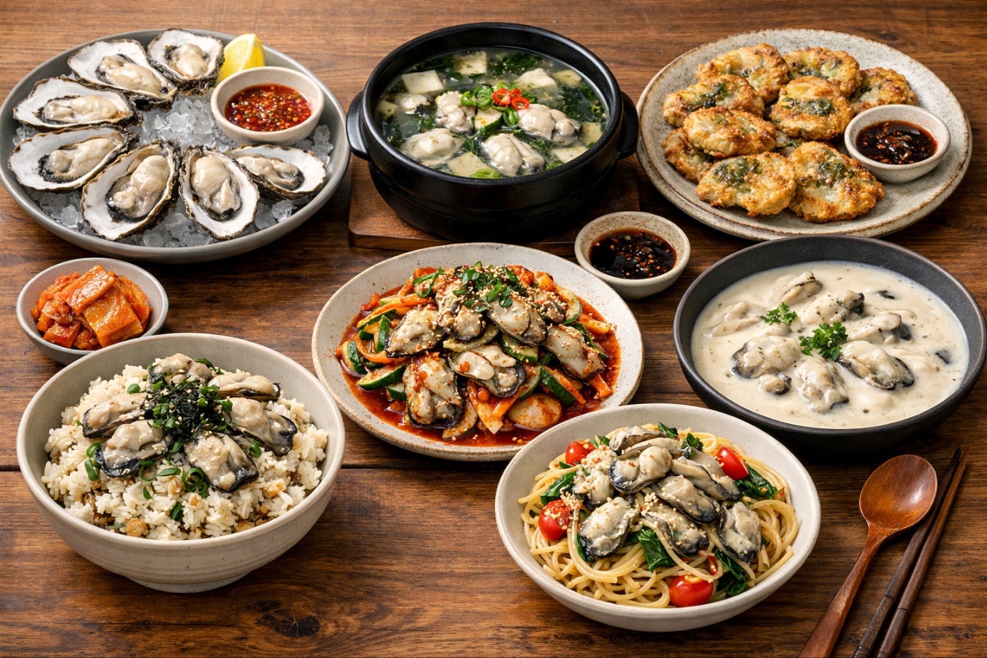 다양한 굴 요리