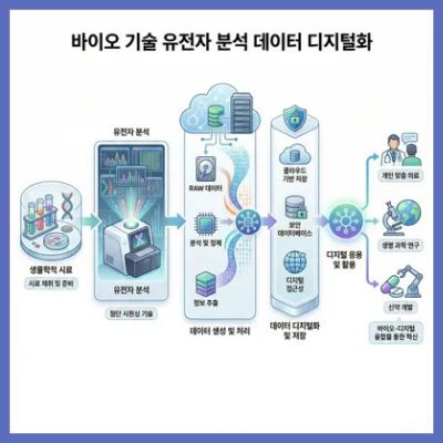 인간 유전체 서열과 디지털 데이터 시각화 자료