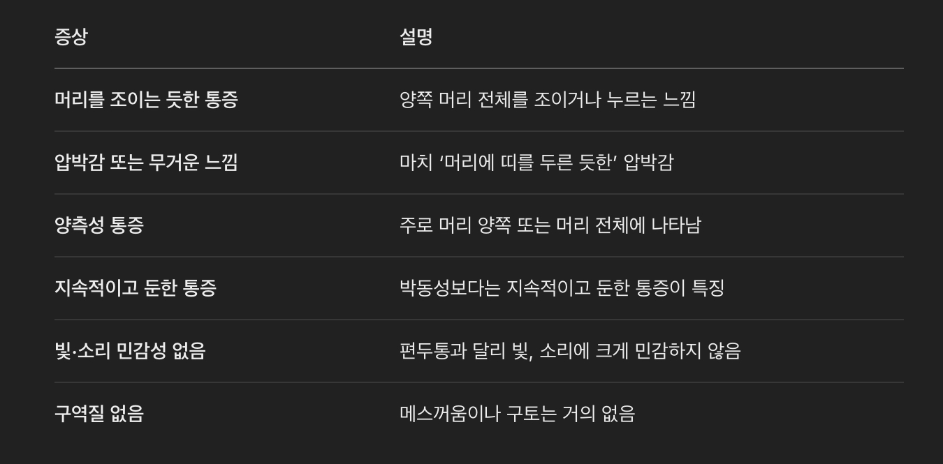 긴장성 두통의 주요 증상