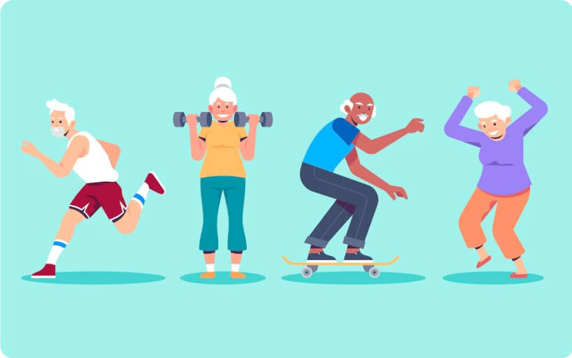운동을 하고 있는 할아버지&amp;#44; 할머니들