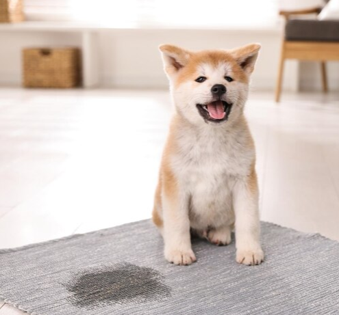 배변 실수한 강아지 사진