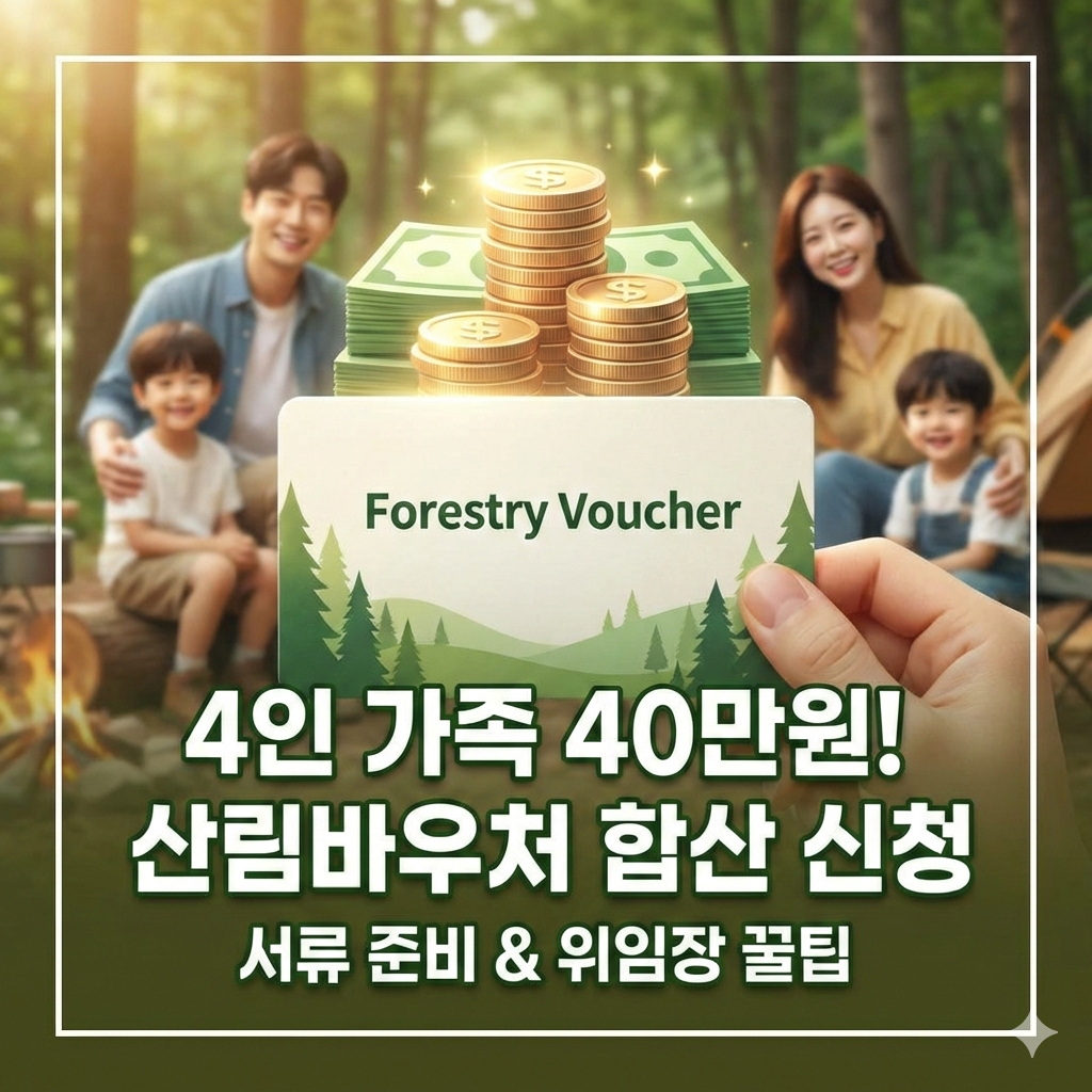 4인 가족 40만원 산림바우처 합산 신청 및 위임장 작성법
