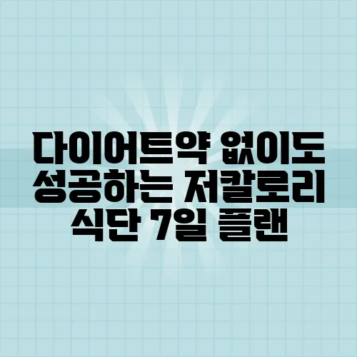 다이어트약 없이도 성공하는 저칼로리 식단 7일 플랜