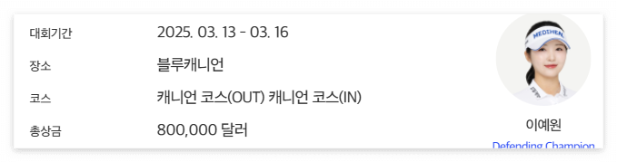 KLPGA 블루캐니언 레이디스 챔피언십