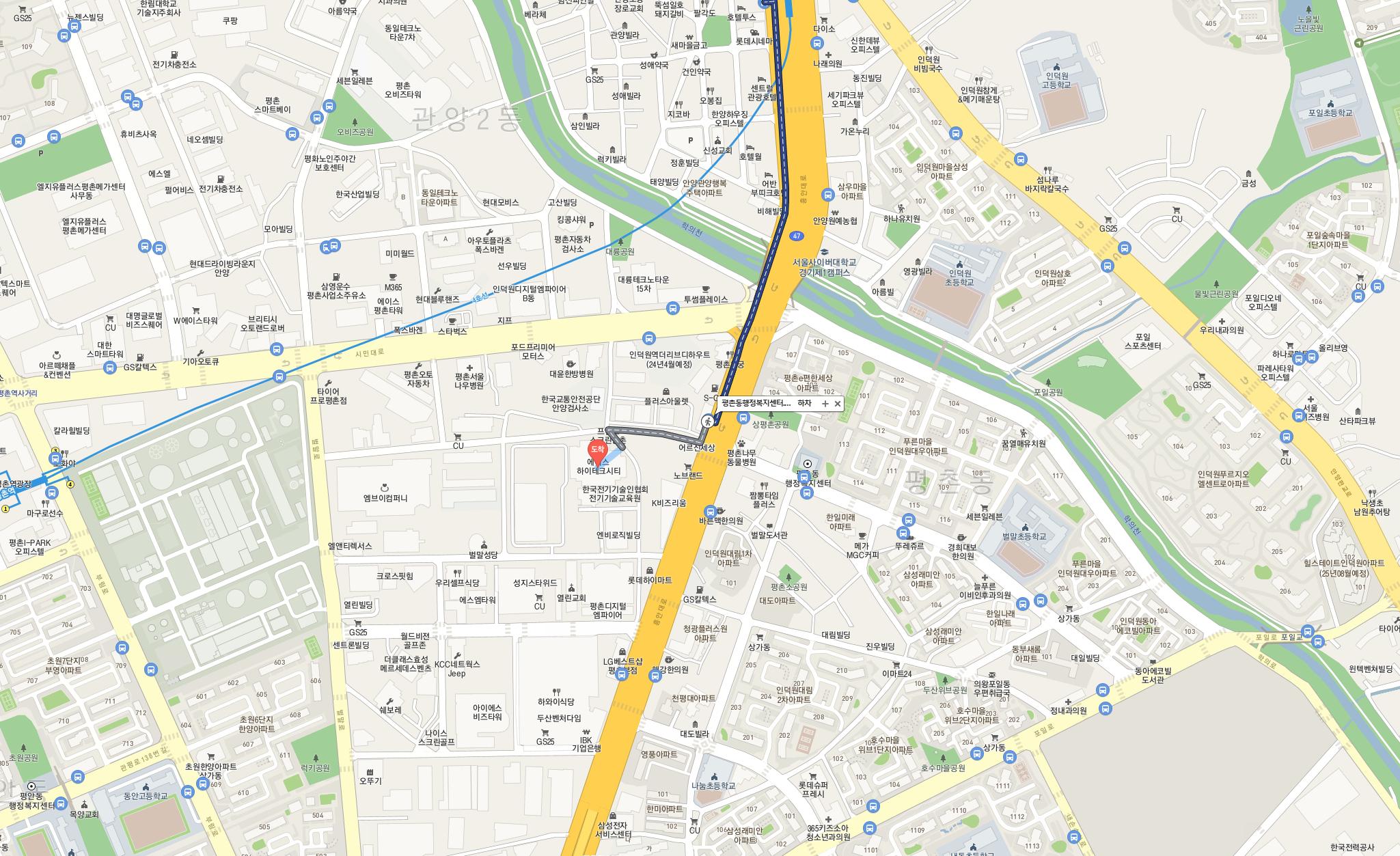 안양 평촌 지식산업센터 가는길