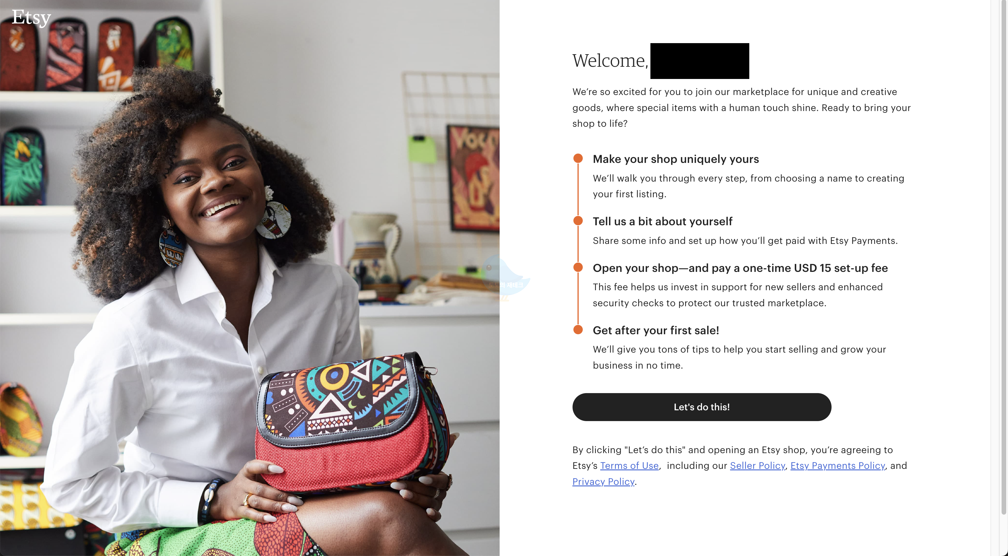 엣시샵 개설(환영페이지)