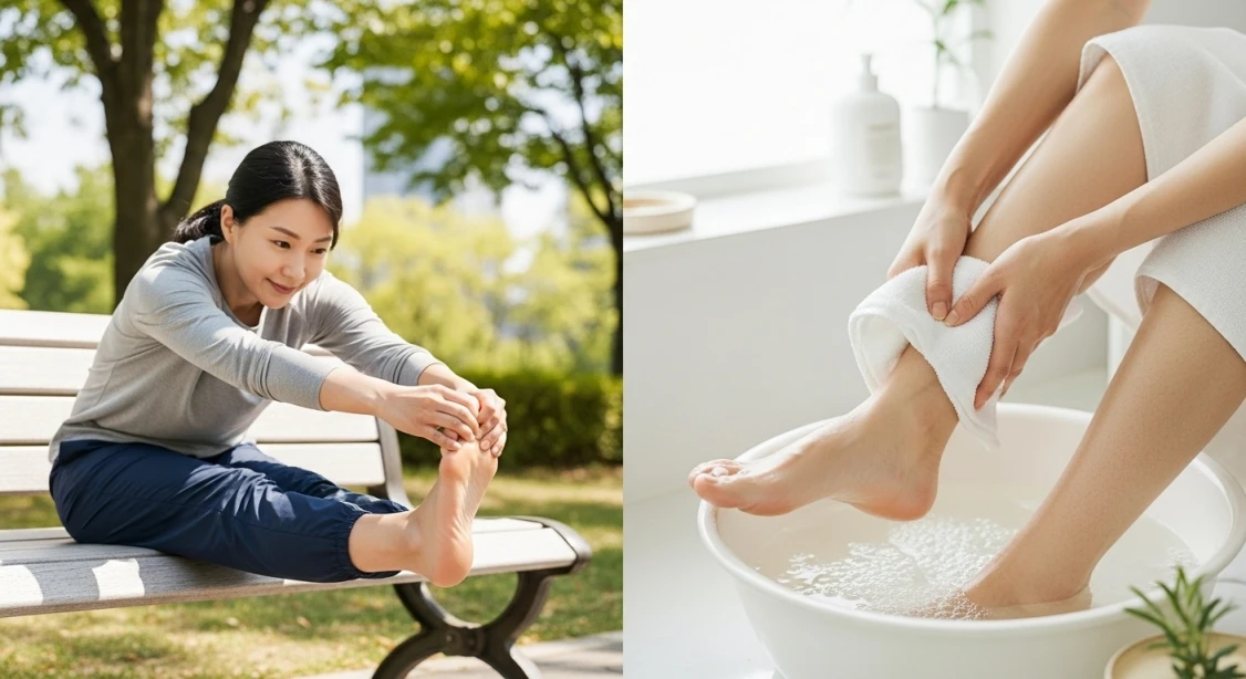 맨발걷기 전후 발 관리 방법, 스트레칭과 세척