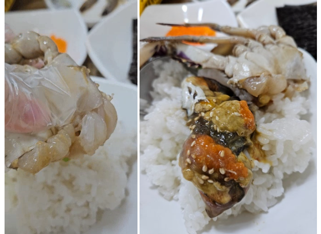 주황빛 알이 꽉 찬 싱싱한 암게장과 흰쌀밥