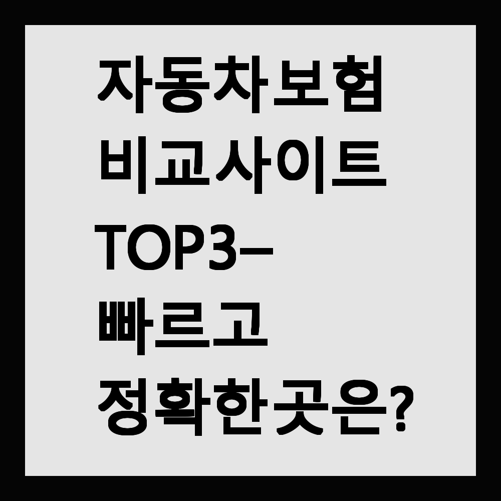 자동차 보험 비교 사이트 TOP 3 – 빠르고 정확한 곳은?