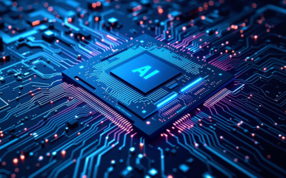 뉴로모픽 컴퓨팅 기반 저전력 고효율 인공지능 칩 이미지입니다.