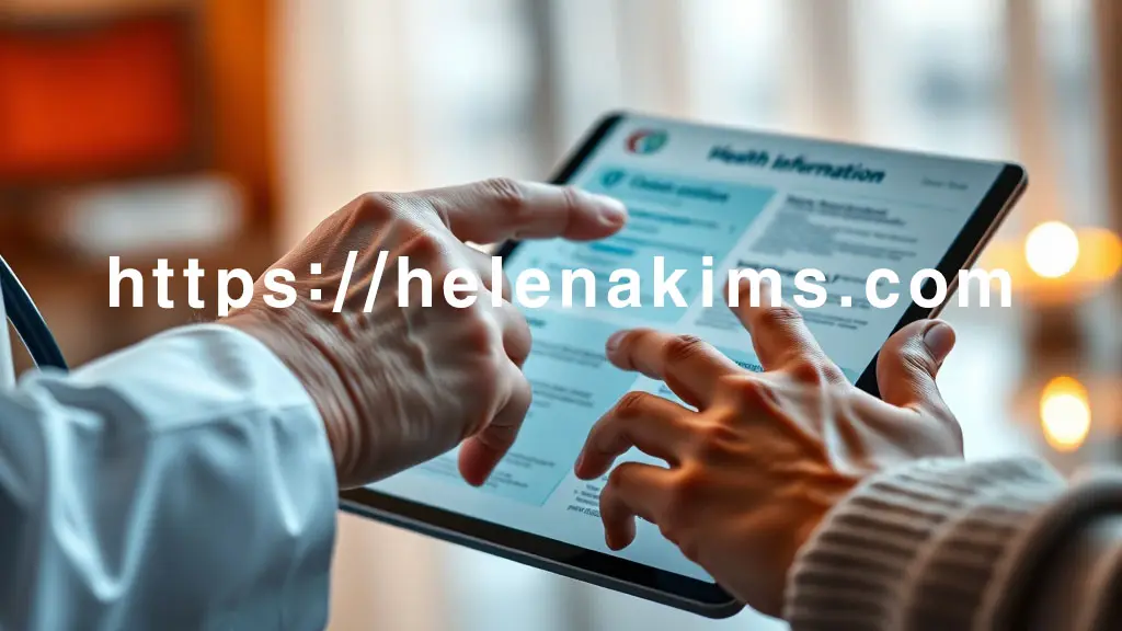 따뜻한 조명 아래, 신뢰감을 주는 의사의 손이 펼쳐진 건강 정보 태블릿의 특정 부분을 가리키거나 중요한 내용을 표시하고 있습니다. 환자의 손은 그 옆에서 주의 깊게 경청하는 듯한 모습을 담습니다.