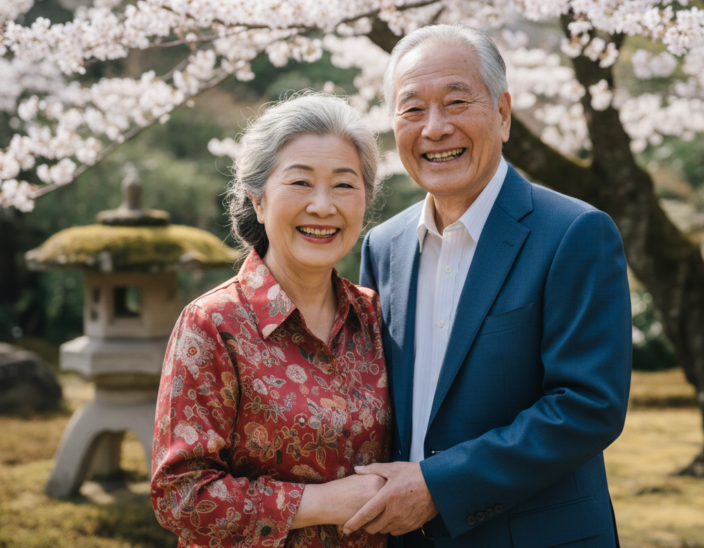 2026년 기초연금 인상으로 안정된 노후를 보내는 행복한 노부부 이미지