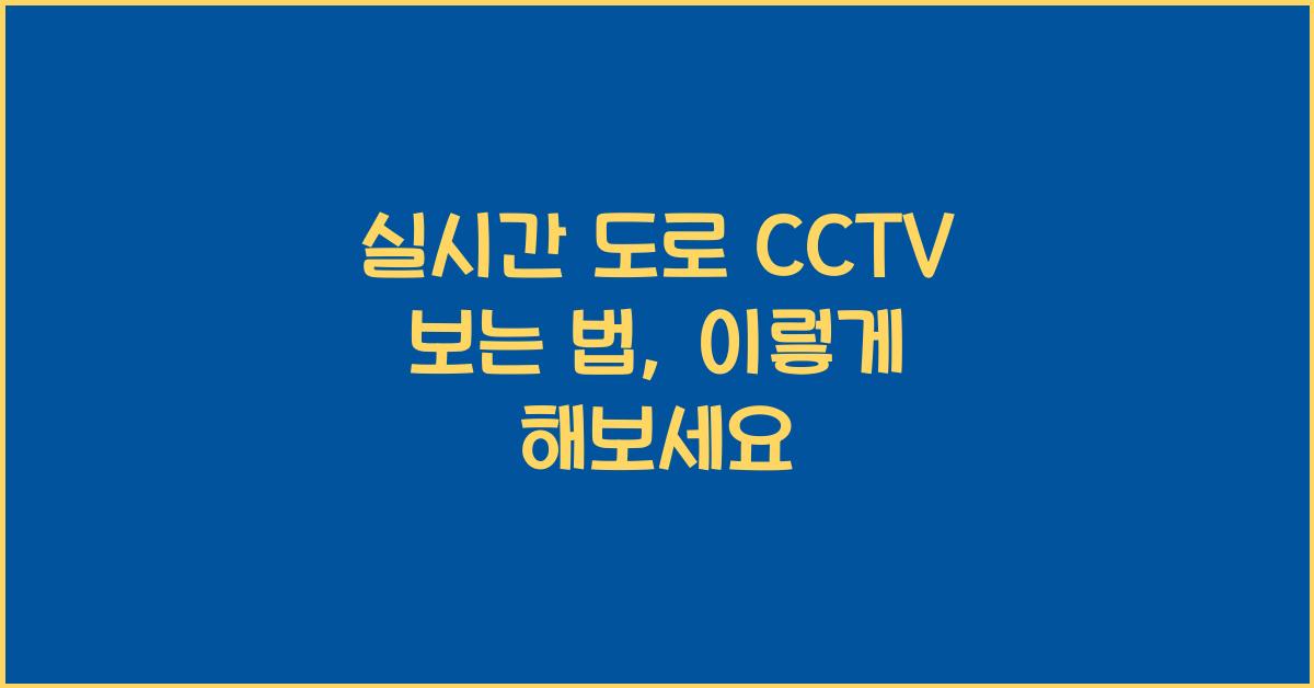 실시간 도로 cctv 보는 법
